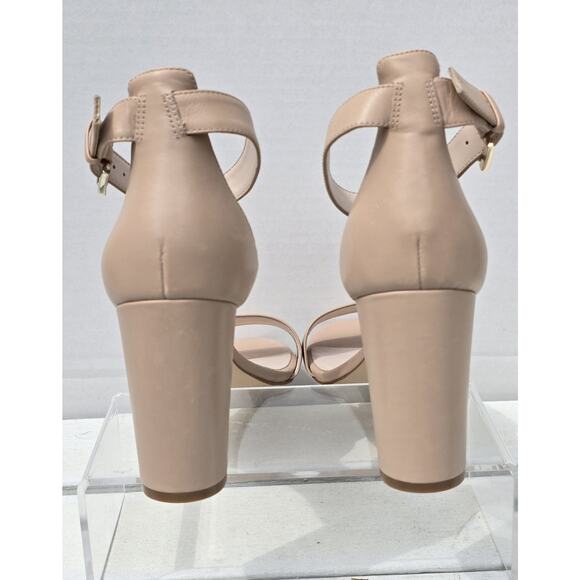 NINE WEST Nora Ankle Strap Block Heel Sandals Size 10 Womens Nude - Picture 4 of 8